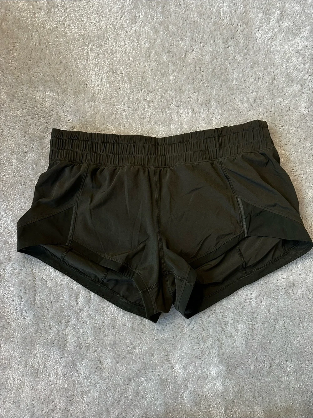 lululemon athletica Dark Olive Women's Athletic Shorts with Reflective Trim